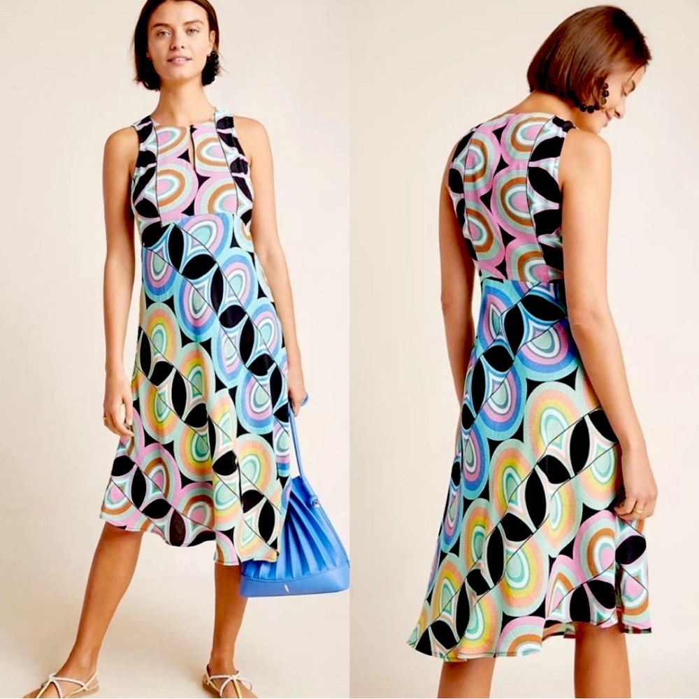 Anthropologie Asymmetrical Colorful Midi Dress Kenzie